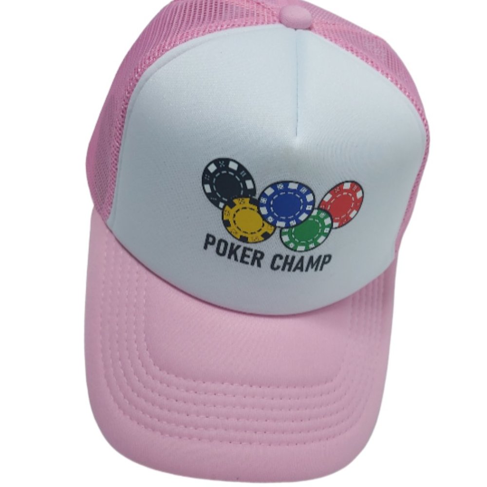 Casino Hat Poker Champ Gaming Hat Lucky Winning Hat Adjustable Trucker Hat Pink